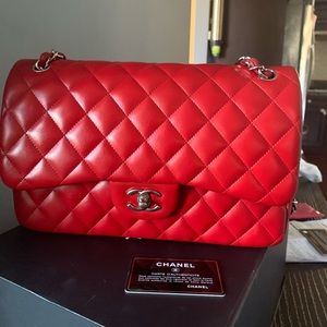 Chanel jumbo lambskin red shw